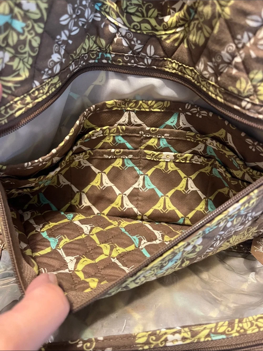 Vera Bradley hanging cosmetic bag turquoise birds